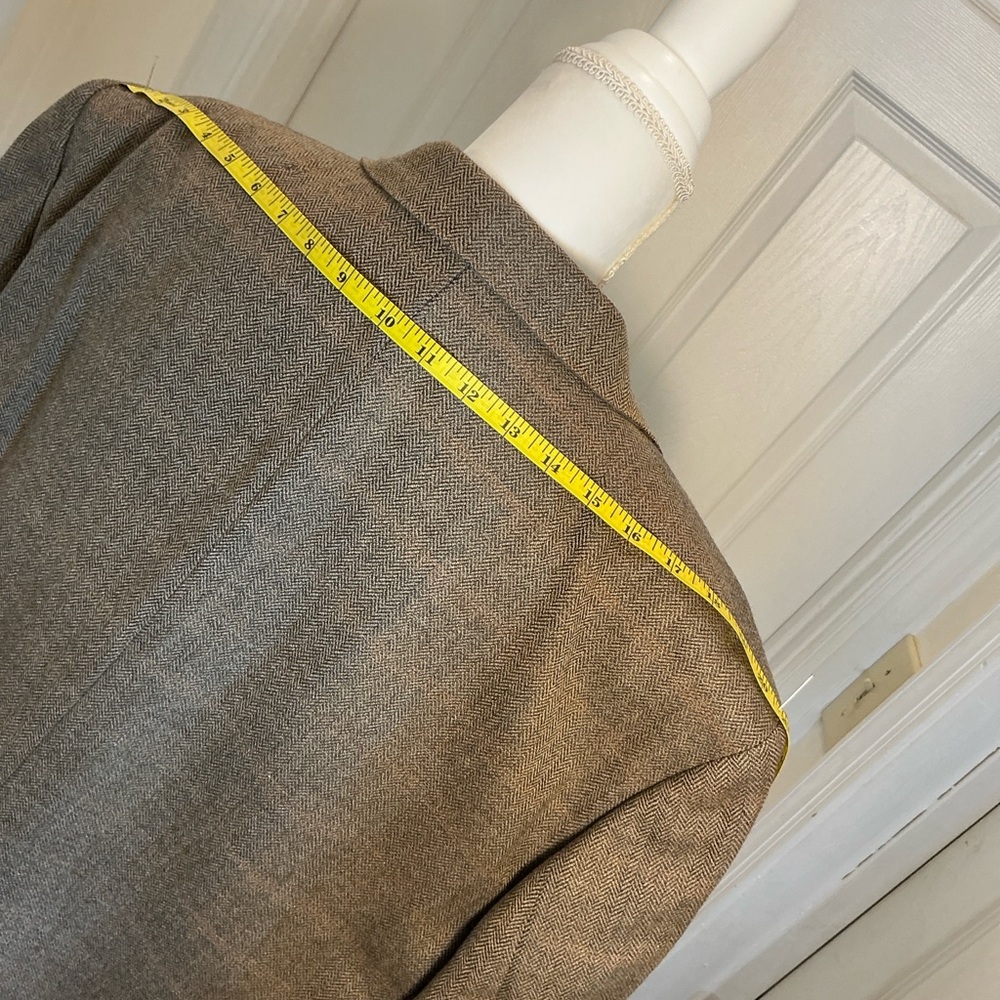 Oscar de la Renta Wool Herringbone Tweed Sport Coat Blazer Brown Tan ~42R - Picture 7 of 12